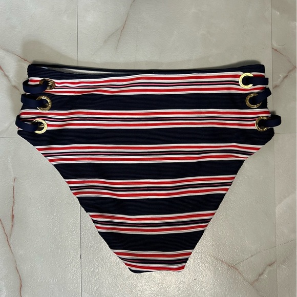 NWT La Blanca Sailor Stripe High-Waist Bikini Bottom Size 10 Nautical - Picture 4 of 5